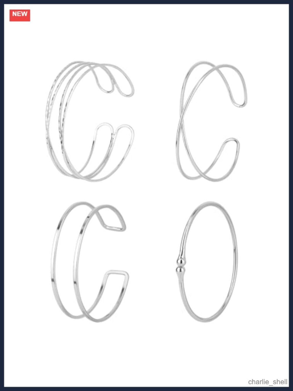 4pc Adjustable Iron Arm Cuff Bracelet Set Minimalist Stackable Coil Armlet
